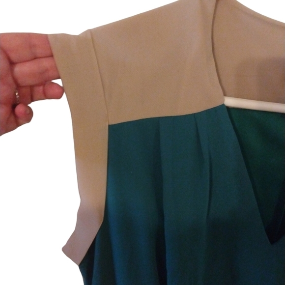 90s Enfocus Women V-Neck Cap Sleeve Tie Waist 2-Toned Midi Plus Size Dress 16W - Picture 3 of 7